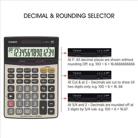 Casio DJ 240D Plus Heavy Duty Desktop Calculator with Metallic Faceplate and Large Display - Retail Maharaj