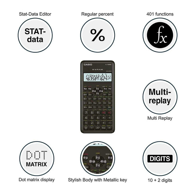 Casio FX 100MS 2nd Edition Scientific Calculator with Two Line Display - Retail Maharaj