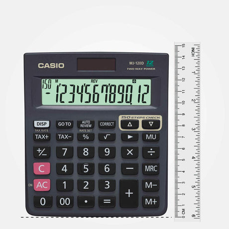 Casio MJ 120D Desktop Calculator with Tax Keys Dual Power - Retail Maharaj