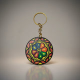 Handmade Madhubani Key Ring – MDF Mithila Art Keychain | Indian Folk Art Accessory - Retail Maharaj