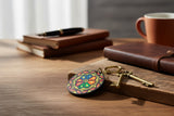 Handmade Madhubani Key Ring – MDF Mithila Art Keychain | Indian Folk Art Accessory - Retail Maharaj