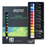 BRUSTRO Artist Acrylic Color 24 Colours 12ML Set - Retail Maharaj