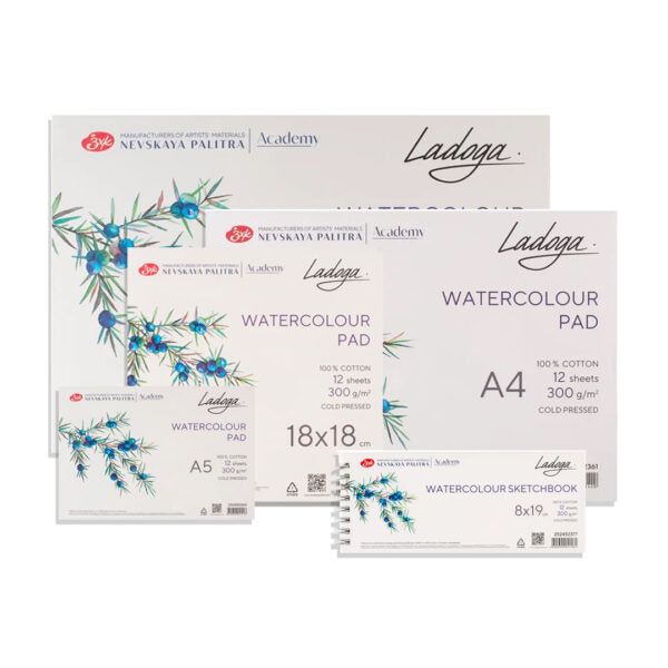 Ladoga Cold Press Watercolor Paper Pad 300 GSM 100% Cotton – 12 Sheets - Retail Maharaj