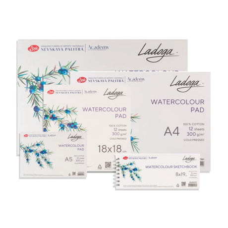Ladoga Cold Press Watercolor Paper Pad 300 GSM 100% Cotton – 12 Sheets - Retail Maharaj