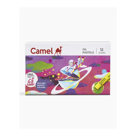 Camel Oil Pastels Set of 12 & Set of 50 – Assorted Shades with Scraping Tool for Professional Drawing & Art Creations - Retail Maharaj