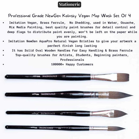 Stationerie Wash Mop Set of 4 Kolinsky Synthetic - Retail Maharaj