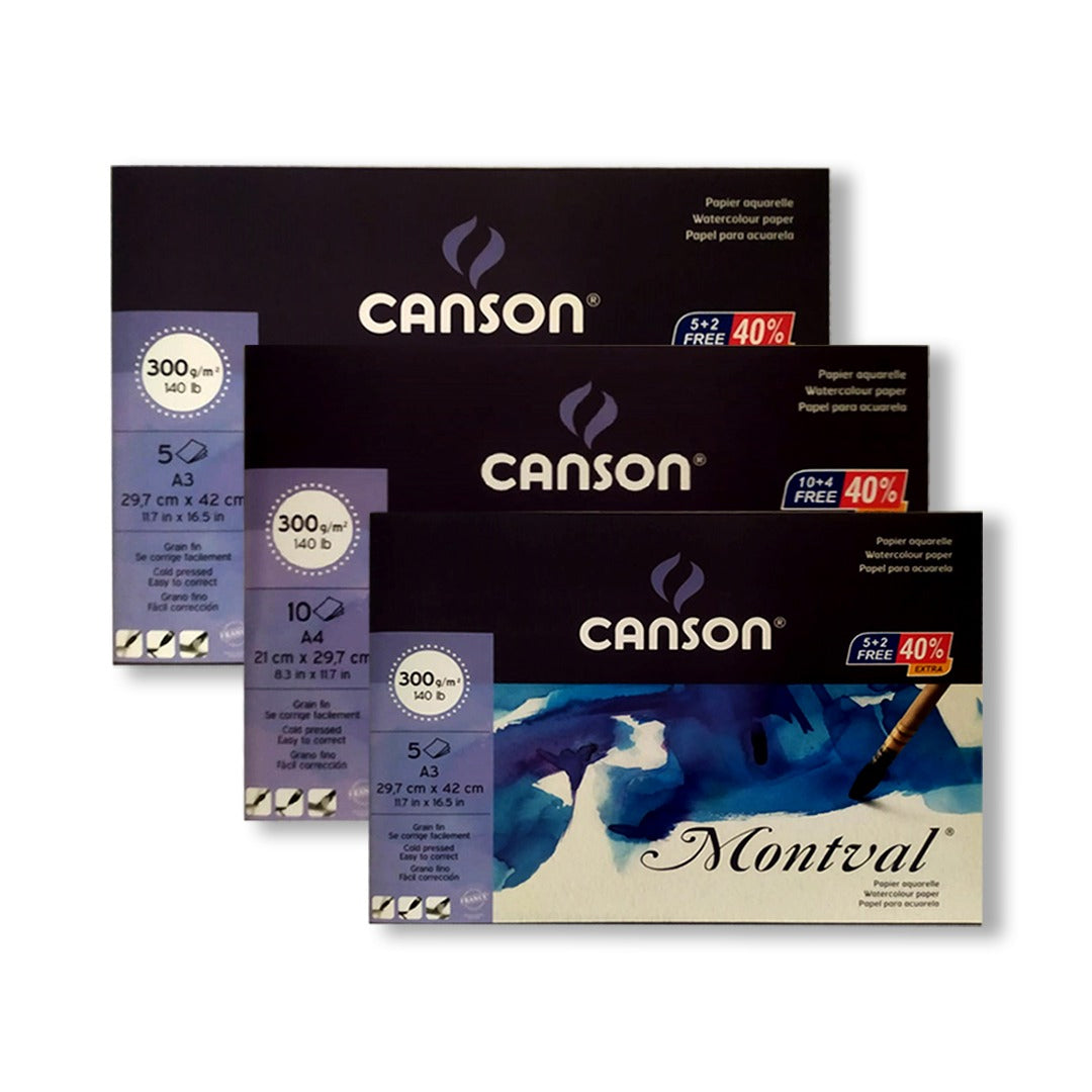 Canson Montval Watercolour Paper Cut Pack 300 GSM Open Stock A5 A4 A3 - Retail Maharaj