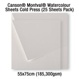 Canson Montval Cold Press Watercolour Sheets Artist Paper Pack - Retail Maharaj
