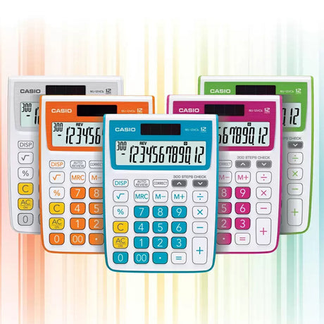Casio MJ 12VCB Colorful Desktop Calculator with Check and Correct Function - Retail Maharaj