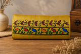Handmade Madhubani Golden color clutch-2 | Mithila Art Ethnic Handbag Traditional Indian Accessory