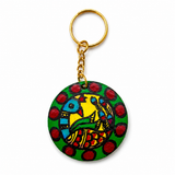 Handmade Madhubani Key Ring – MDF Mithila Art Keychain | Indian Folk Art Accessory