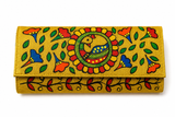 Handmade Madhubani Golden color clutch-2 | Mithila Art Ethnic Handbag Traditional Indian Accessory