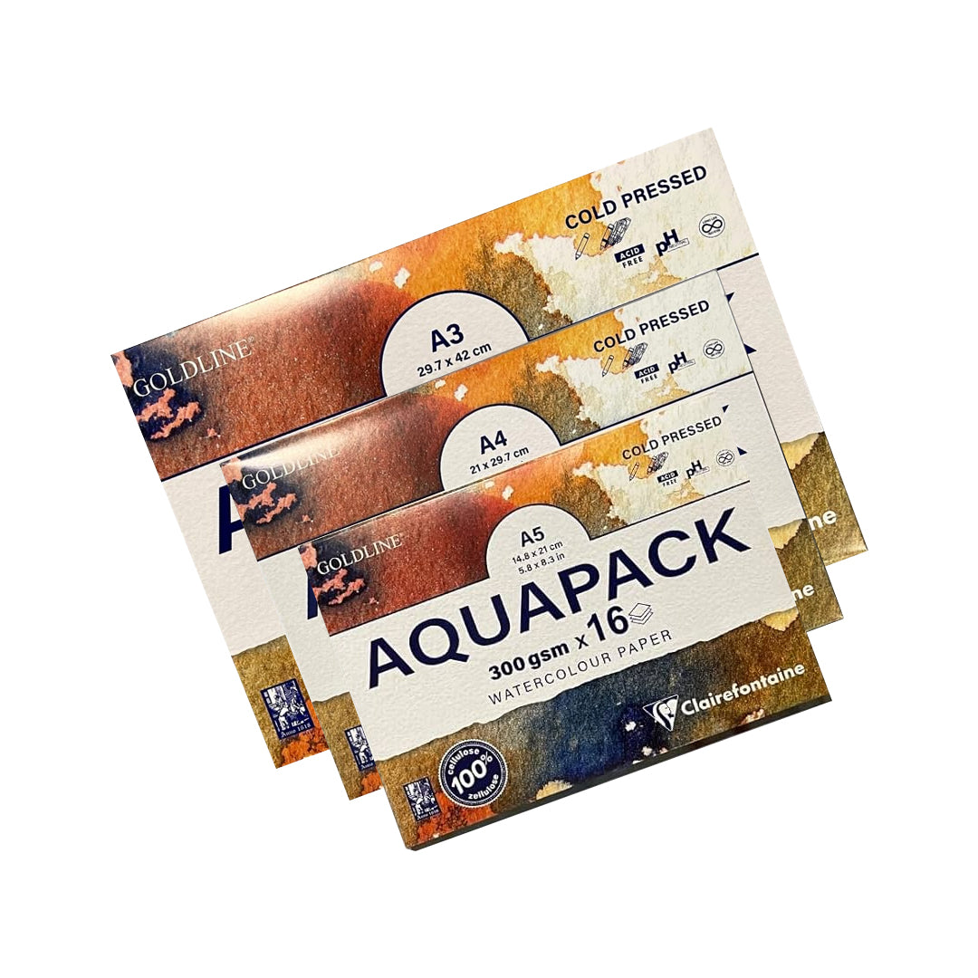 Clairefontaine Goldline Aquapack Cold Press Watercolor Paper Wallet 300 GSM Artist Paper - Retail Maharaj