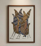 Authentic Gond Painting – Cluster of Birds Folk Art (11 × 15 Inch)