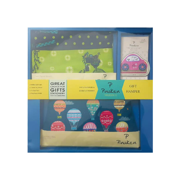 Pinaken Gift Hamper Set Combo with Cosmetic Bag Zipper Pouches and Fridge Magnet - Retail Maharaj