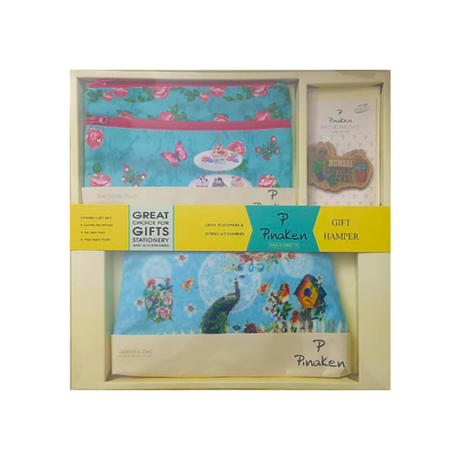 Pinaken Gift Hamper Set Combo with Cosmetic Bag Zipper Pouches and Fridge Magnet - Retail Maharaj