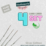 Retail Maharaj Signature Synthetic Long Bristle Liner Brush Set of 4 Silver Edition - Retail Maharaj