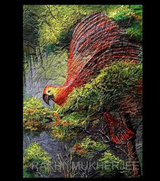 Crimson Flight – Original Textured Acrylic Canvas Painting by Rakhi Mukherjee (14 × 18 Inch)