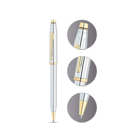 Cross Century II Medalist Ballpoint Pen Chrome Gold Trim - Retail Maharaj