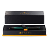 Cross Calais Green Lacquer Ballpoint Pen with Art Deco Inspired Design - Retail Maharaj