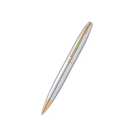 Cross Calais Chrome Ballpoint Pen with Gold Trim Elegant Writing Instrument - Retail Maharaj