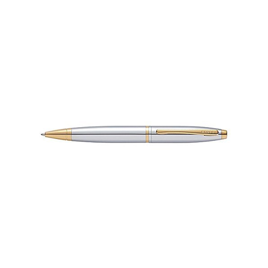 Cross Calais Chrome Ballpoint Pen with Gold Trim Elegant Writing Instrument - Retail Maharaj