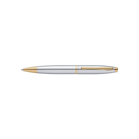 Cross Calais Chrome Ballpoint Pen with Gold Trim Elegant Writing Instrument - Retail Maharaj