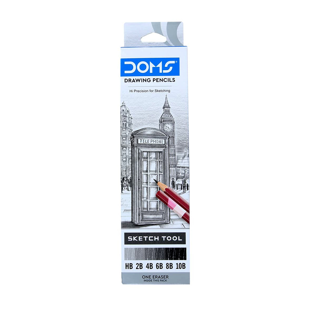 DOMS Graphite Drawing and Sketching Pencil Set with Eraser for Artists and Students - Retail Maharaj