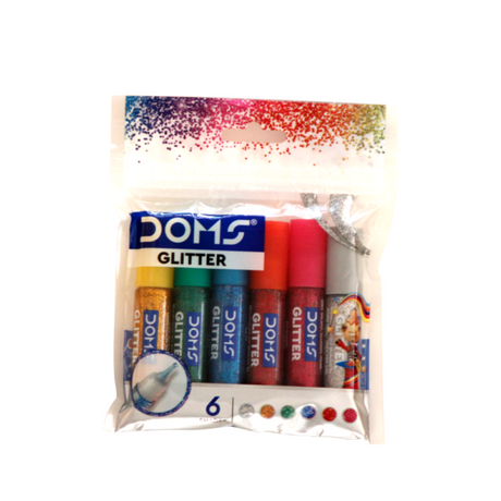 DOMS Glitter Colour Glue Set – 6 Shades - Retail Maharaj