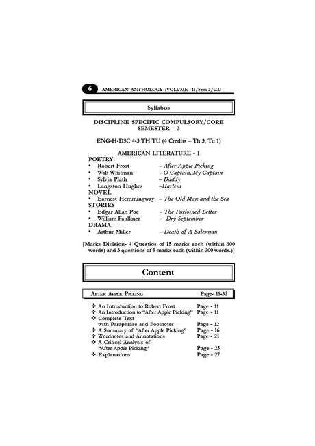 American Anthology (DSC-4) (Vol-1) & Model Q&A (Vol-2), Semester-3, C.U (English Version) - Retail Maharaj