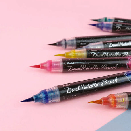 Pentel Dual Metallic Brush Pen Opaque Metallic Ink - Retail Maharaj