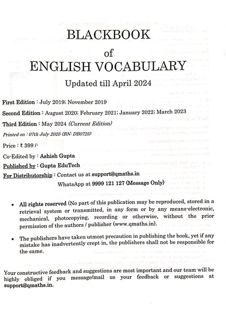 Topper's Choice Original BLACKBOOK of English Vocabulary by Nikhil Gupta – SSC, DSSSB, Defence, and Competitive Exams (2024 Edition) – One Word Substitutions, Idioms, Synonyms, Antonyms, Phrasal Verbs, & More – 20000+ Words (English/Hindi) - Retail Maharaj