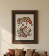 Authentic Gond Painting – Dynamic Tiger-Striped Mythical Creatures Folk Art (11 × 15 Inch)