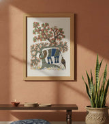 Authentic Gond Painting – Majestic Elephant & Forest Scene Folk Art (11 × 15 Inch)