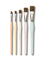 Retail Maharaj Flat Brush Set of 5 Kolinsky Synthetic Candy Handle - Retail Maharaj