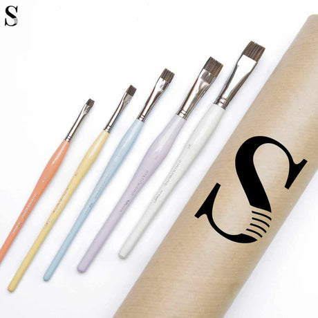 Retail Maharaj Blender Short Flat Brush Set of 5 Kolinsky - Retail Maharaj