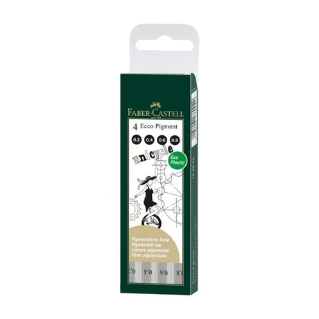 Faber Castell Ecco Pigment Fineliner Black Ink Wallet Set for Sketching Illustration and Technical Drawing - Retail Maharaj