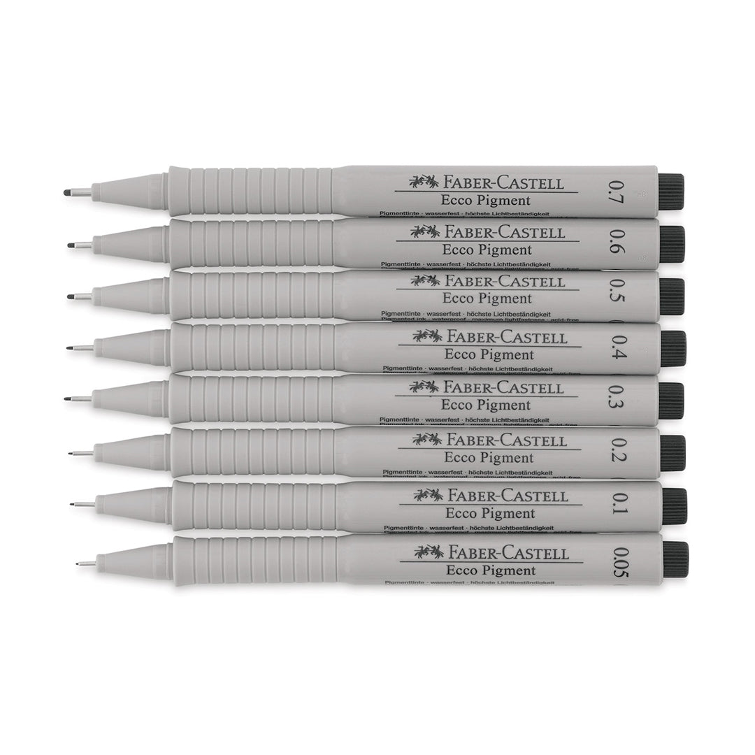 Faber Castell Ecco Pigment Fineliner Black Ink Wallet Set for Sketching Illustration and Technical Drawing - Retail Maharaj