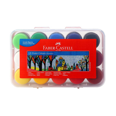 Faber-Castell Premium Poster Color Paint Sets – 6, 12 & 15 Shades - Retail Maharaj