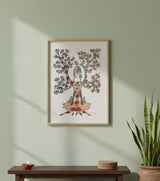 Authentic Gond Painting – Tribal Deity & Cosmic Tree Handmade Folk Art (11 × 15 Inch)