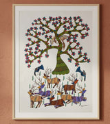 Authentic Gond Painting – Forest Deer Sanctuary Tribal Art (36 × 24 Inch)