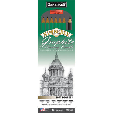 General’s Kimberly Graphite Pencil Kit – Soft Degrees Set with Sharpener - Retail Maharaj