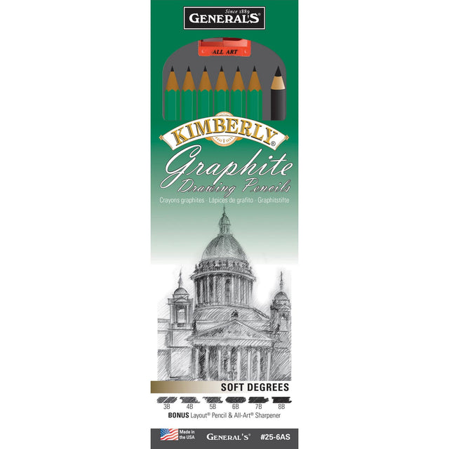 General’s Kimberly Graphite Pencil Kit – Soft Degrees Set with Sharpener - Retail Maharaj