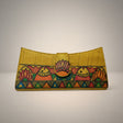 Handmade Madhubani Golden Flap Clutch – Silk Mithila Art Ethnic Handbag | Traditional Indian Accessory - Retail Maharaj