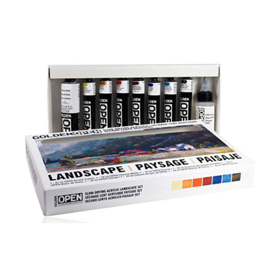 Golden Open Landscape Acrylic Color Set of 8 With Thinner - Retail Maharaj