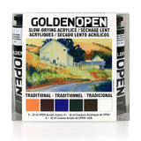 Golden Open Acrylic Traditional Color Set of 6 Slow Drying Professional Paints - Retail Maharaj