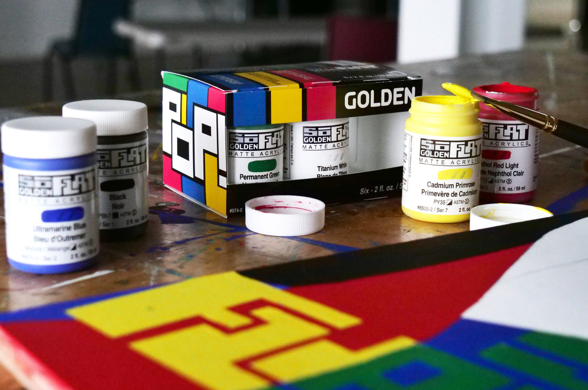 Golden SoFlat Matte Acrylic Paint Pop Set High Opacity Smooth Leveling Artist Matte Colours for Bold Professional Art - Retail Maharaj