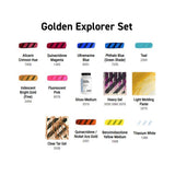 Golden Acrylic Explorer 14 Set with Heavy Body Fluid OPEN and High Flow Colors - Retail Maharaj