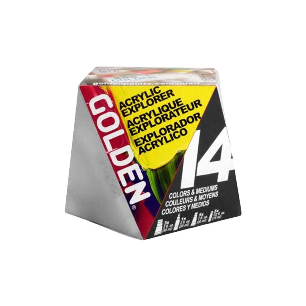 Golden Acrylic Explorer 14 Set with Heavy Body Fluid OPEN and High Flow Colors - Retail Maharaj