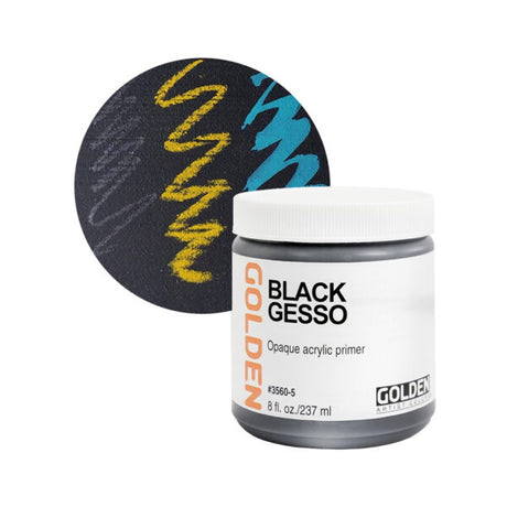 Golden Acrylic Black Gesso Professional Primer for Canvas Board and Panels - Retail Maharaj